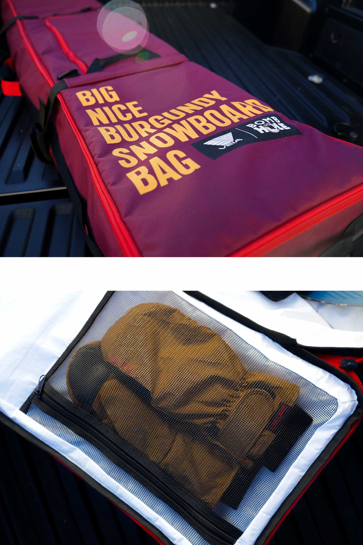 VEIA x The Bombhole™ Wheeled Snowboard Bag - Burgundy