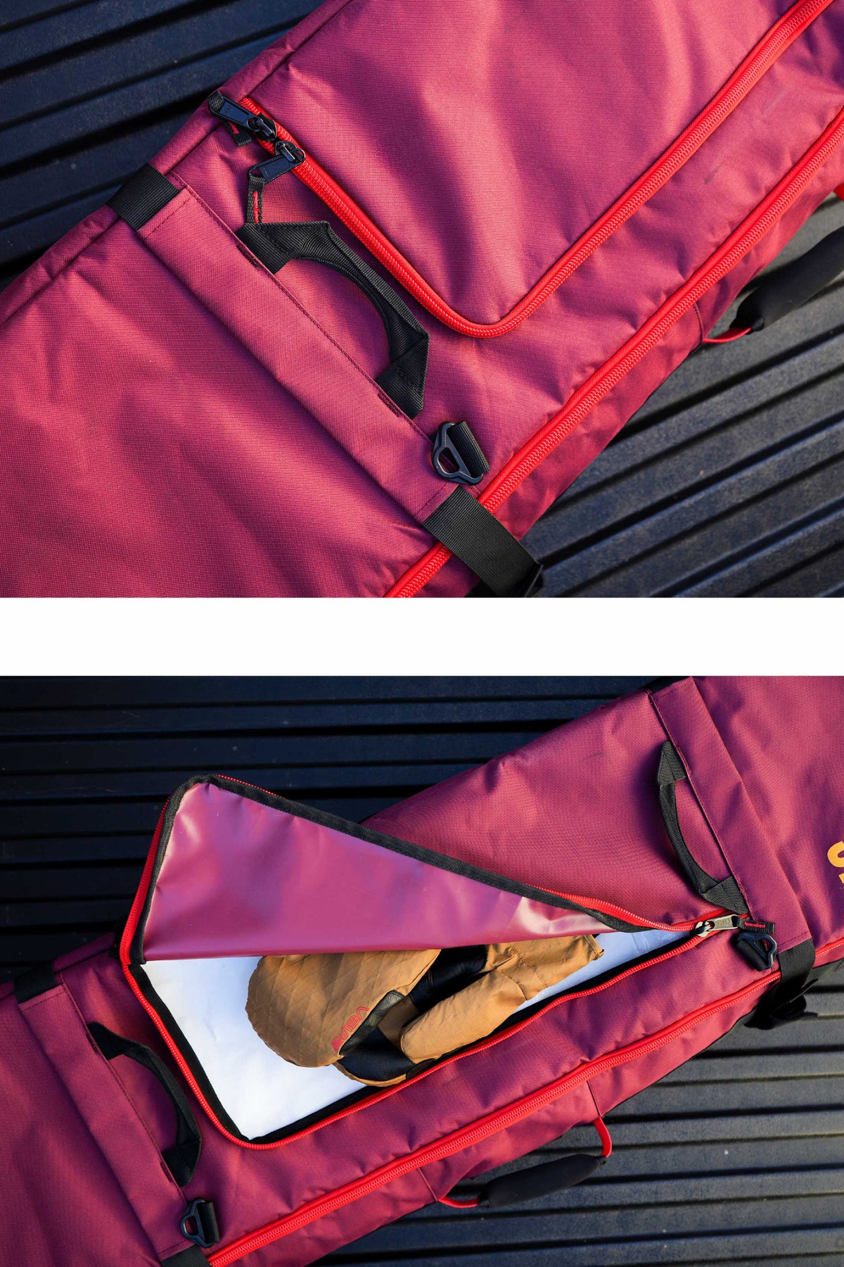 VEIA x The Bombhole™ Wheeled Snowboard Bag - Burgundy
