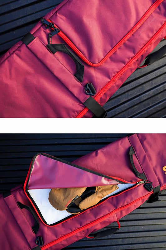 VEIA x The Bombhole™ Wheeled Snowboard Bag - Burgundy
